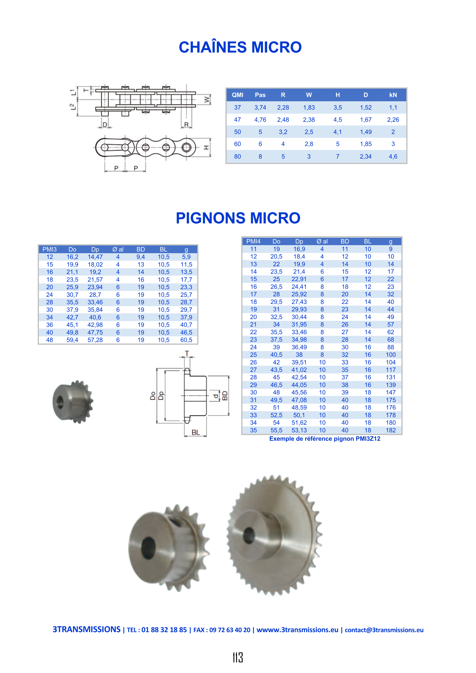 Page113 : Chaînes et pignons dentés miniatures — Composant
