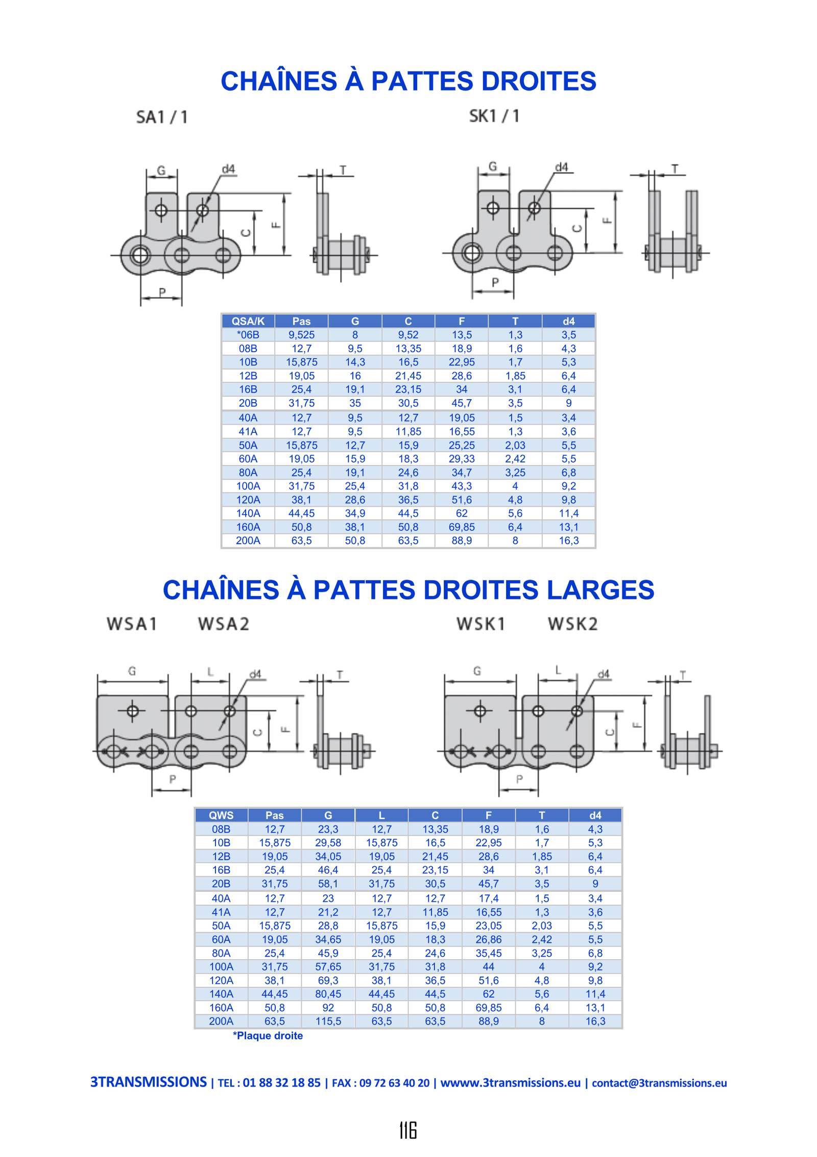 Page116 : Chaine de convoyeur à pattes droites — Chaîne
