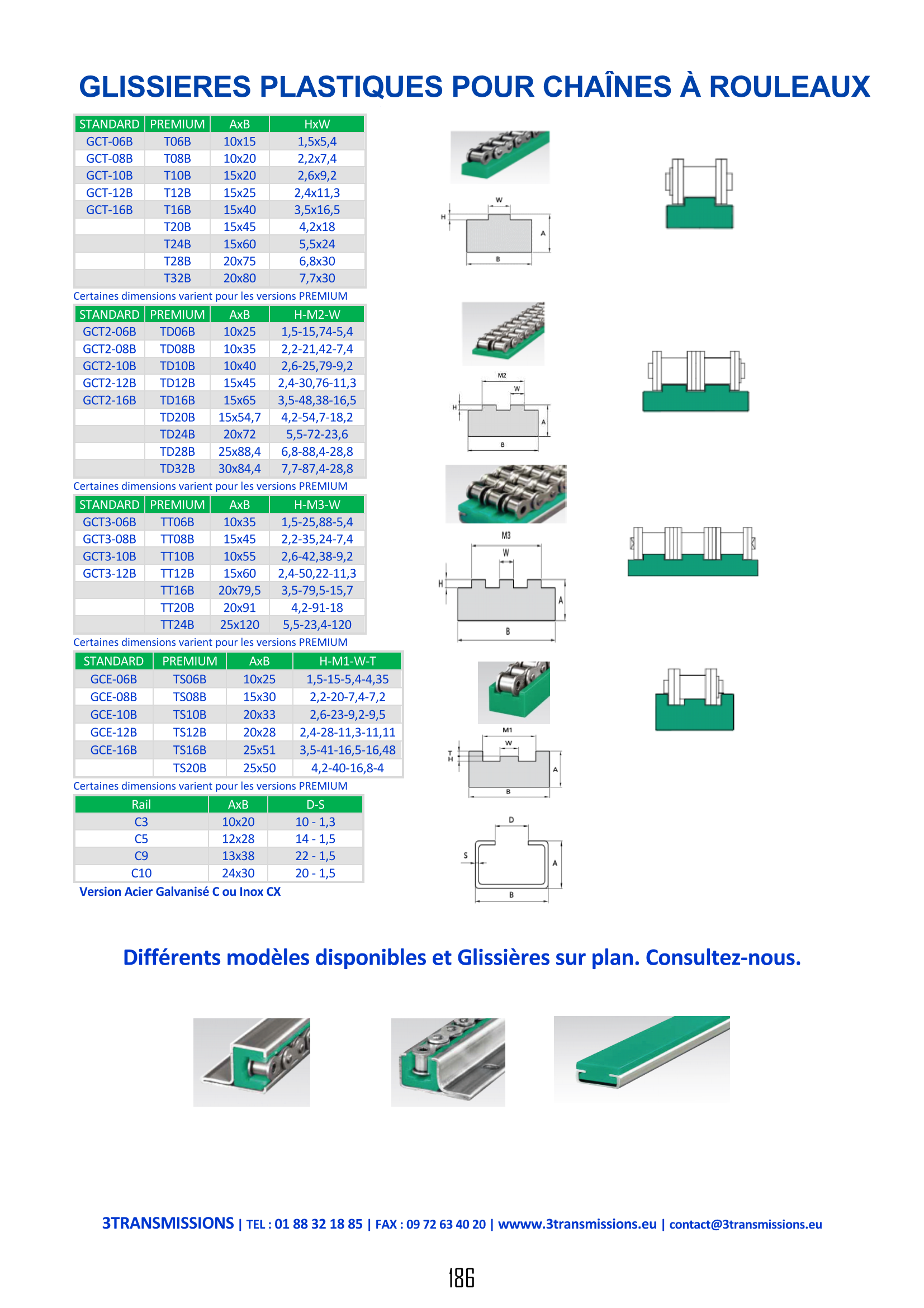 Page186 : Glissière NOfrixion pour chaîne à rouleaux — Glissière / Tendeur