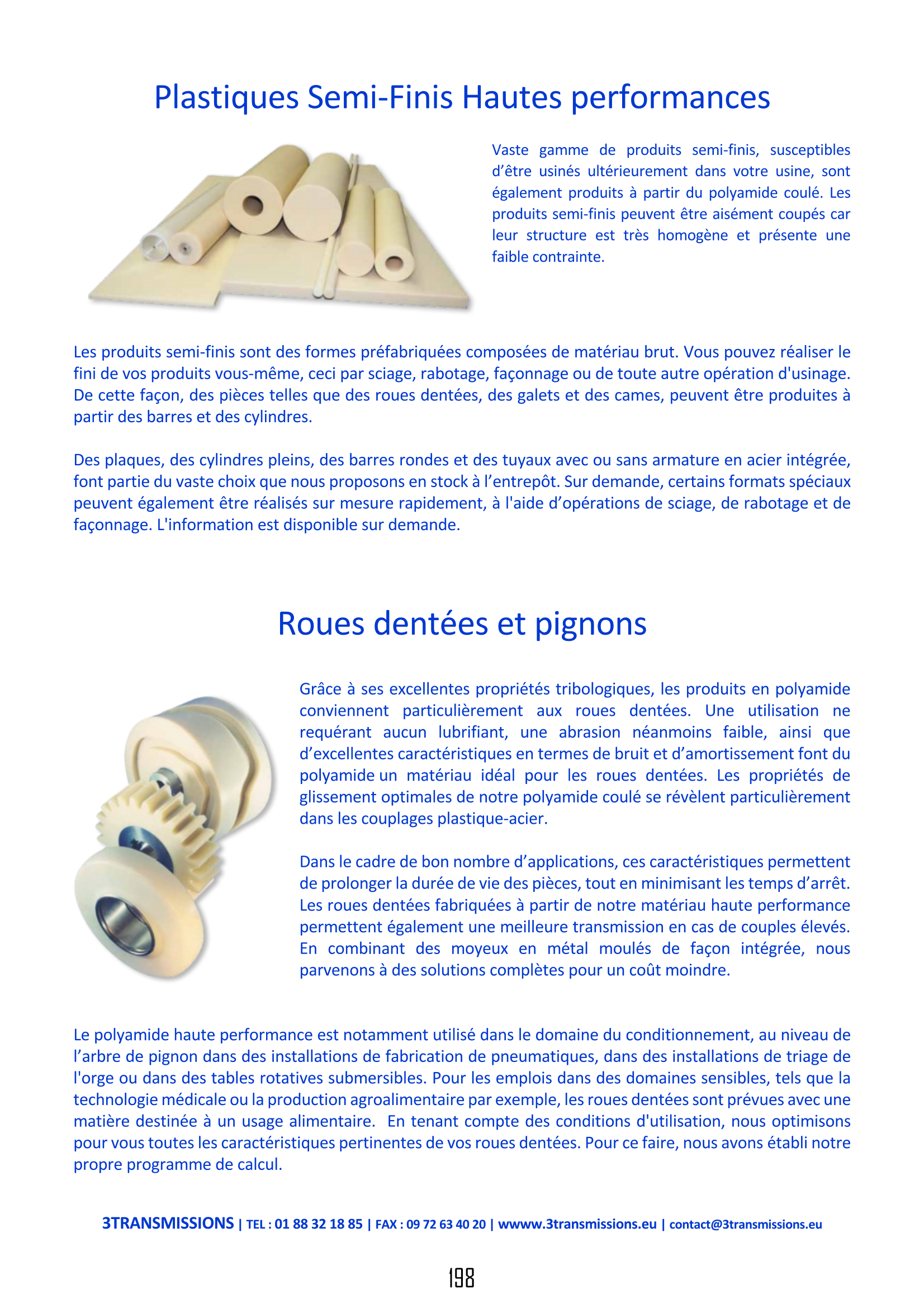 Page198 : Engrenage plastique semi-fini moyeu acier — Composant
