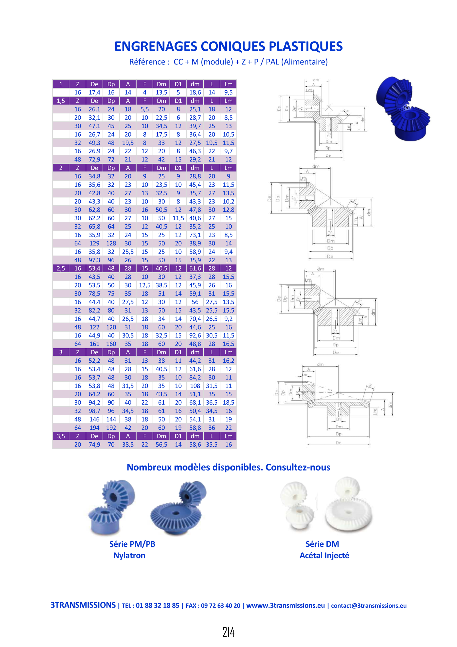 Page214 : Engrenages coniques en plastique — Composant