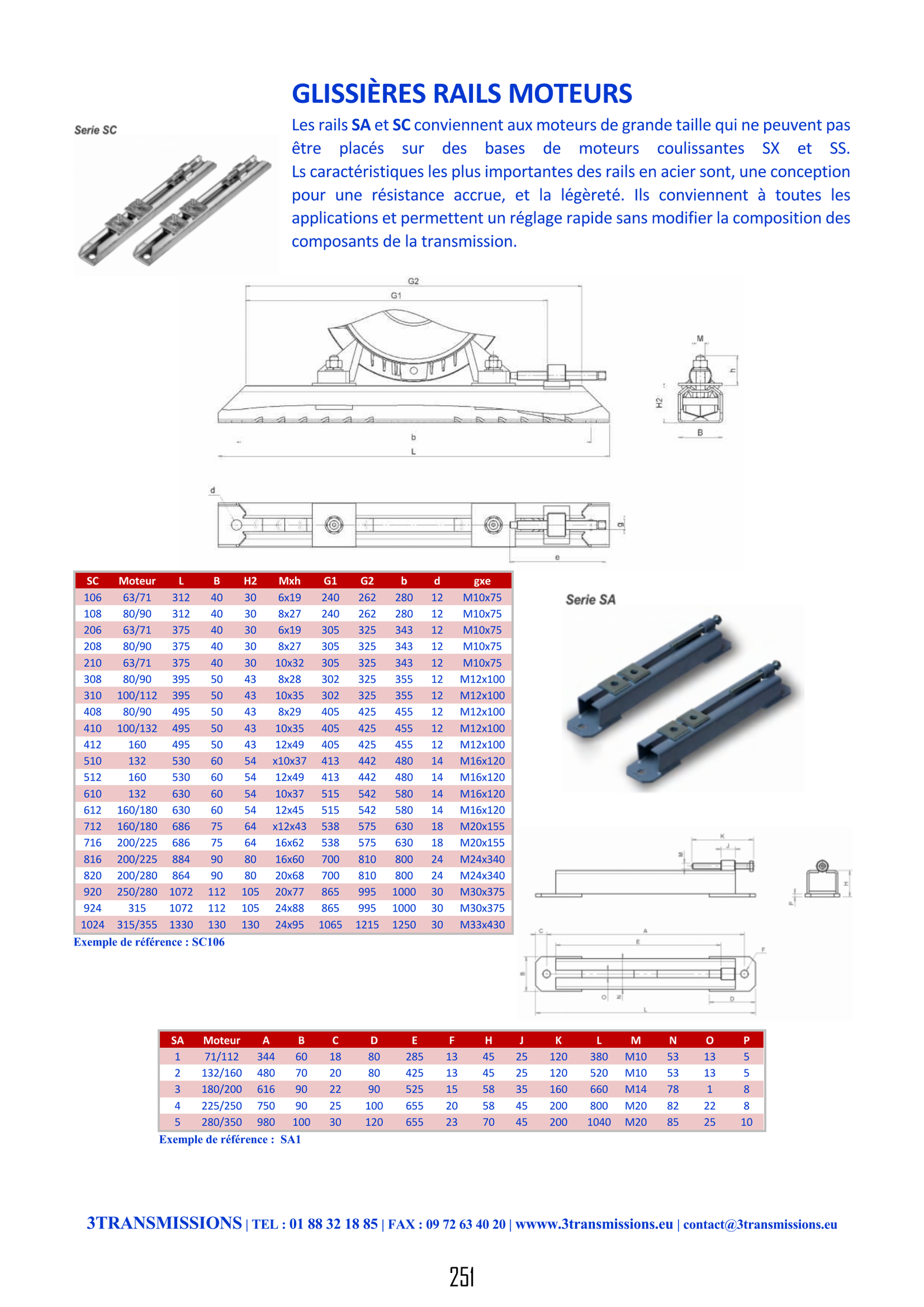 Page251 : Glissières de moteurs électriques en acier — Glissière / Tendeur