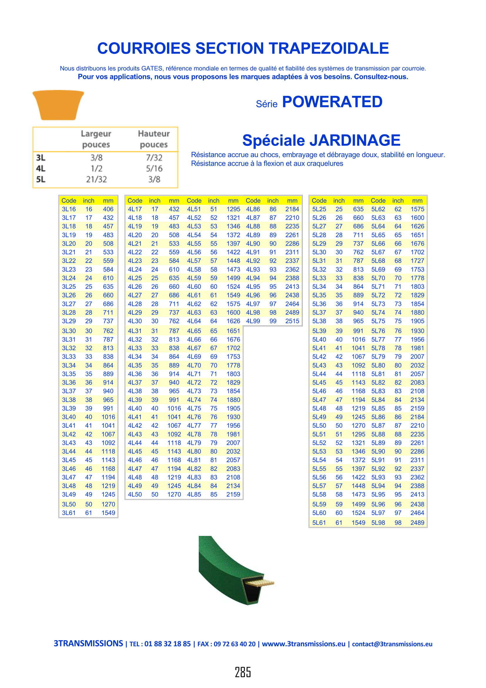 Page285 : Courroie trapézoïdale spéciale jardinage — Composant