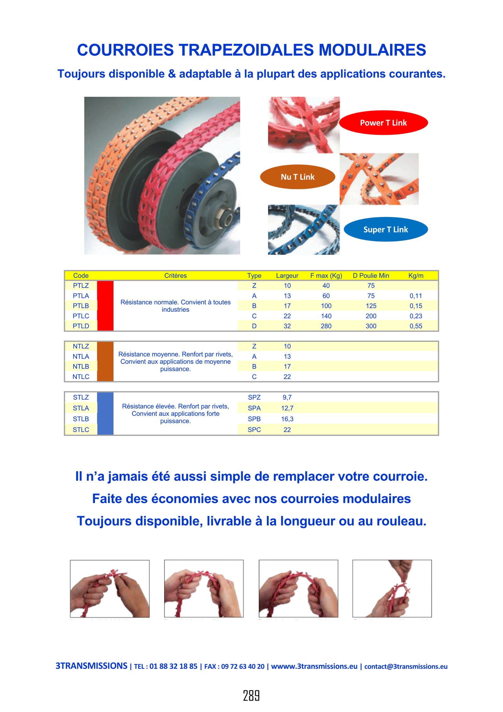 Page289 : Courroie modulaire — Composant