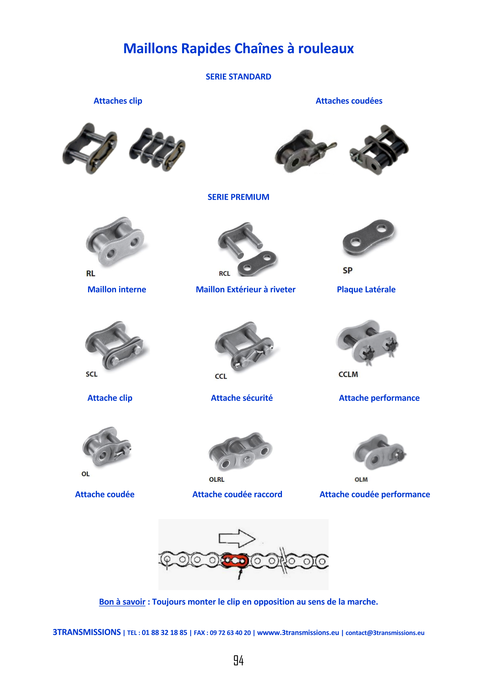 Page94 : Maillon attache rapide chaine de transmission — Composant