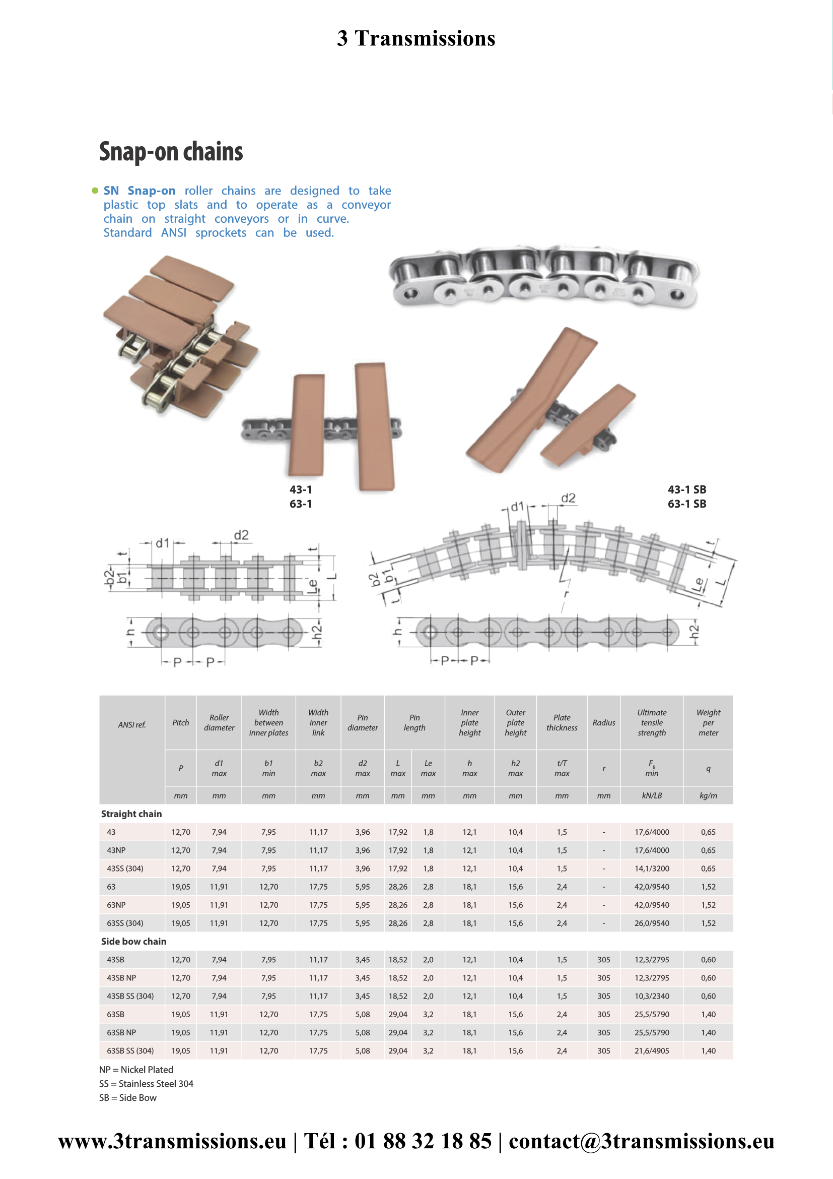 Chaine articulée clipsable palette plastique — Chaîne